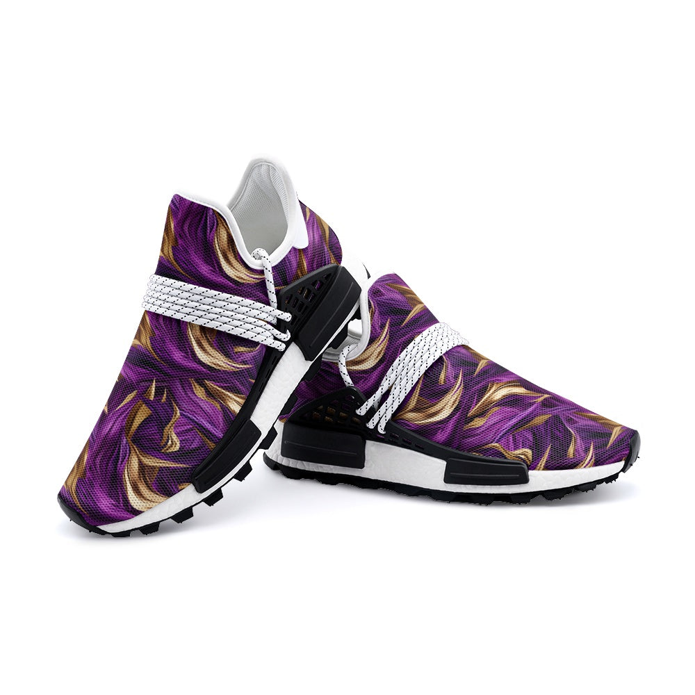 Purple & Gold Satin Unisex Lightweight Sneaker S-1